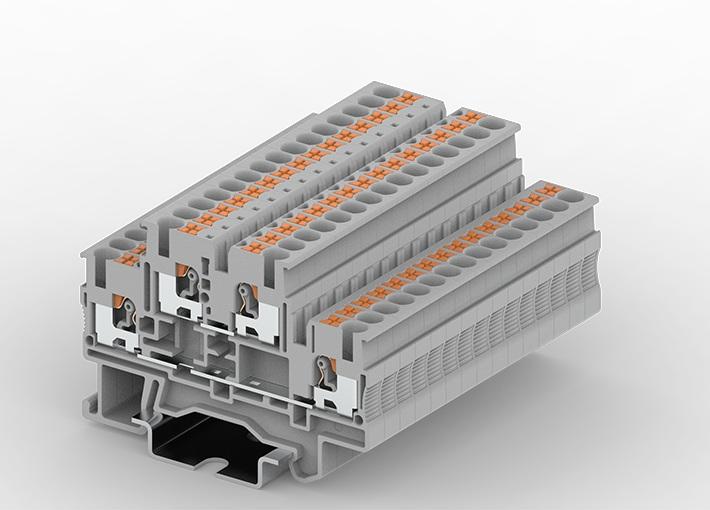 Bloco terminal push-in para montagem em trilho